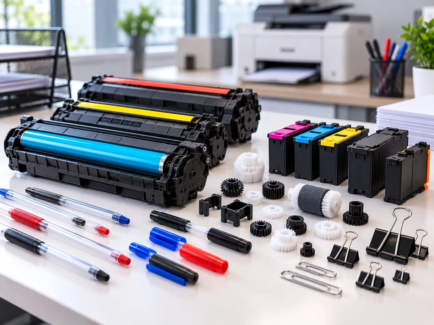 Injection-moulded office & printing components