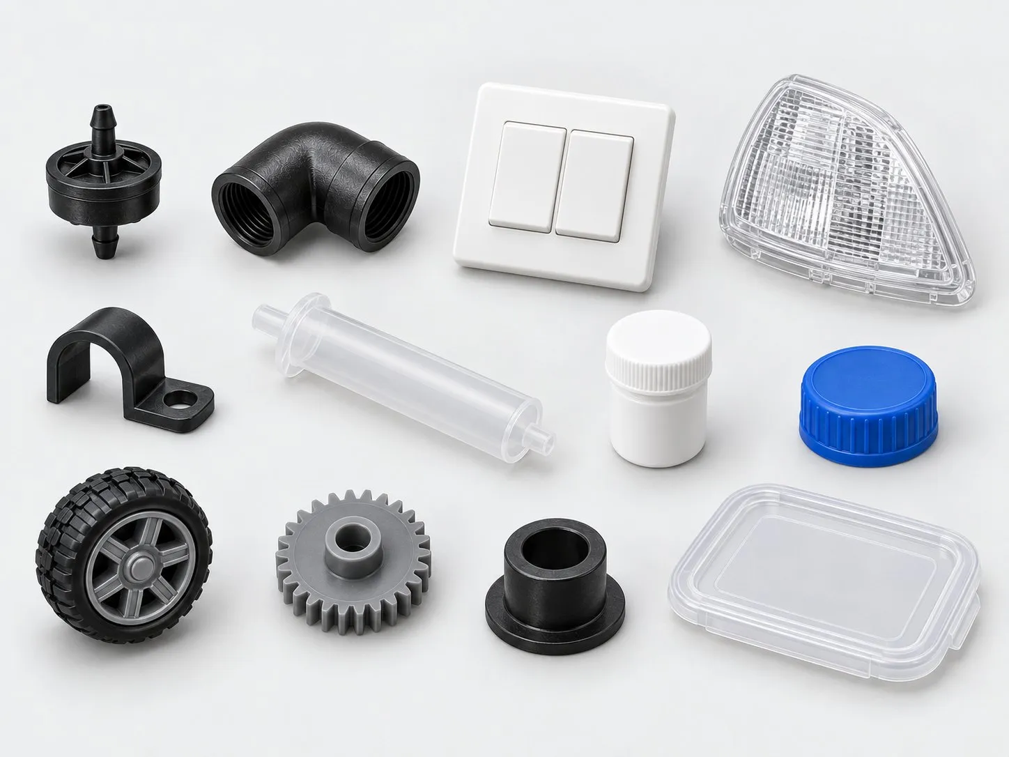 Plastic components moulded on injection moulding machines