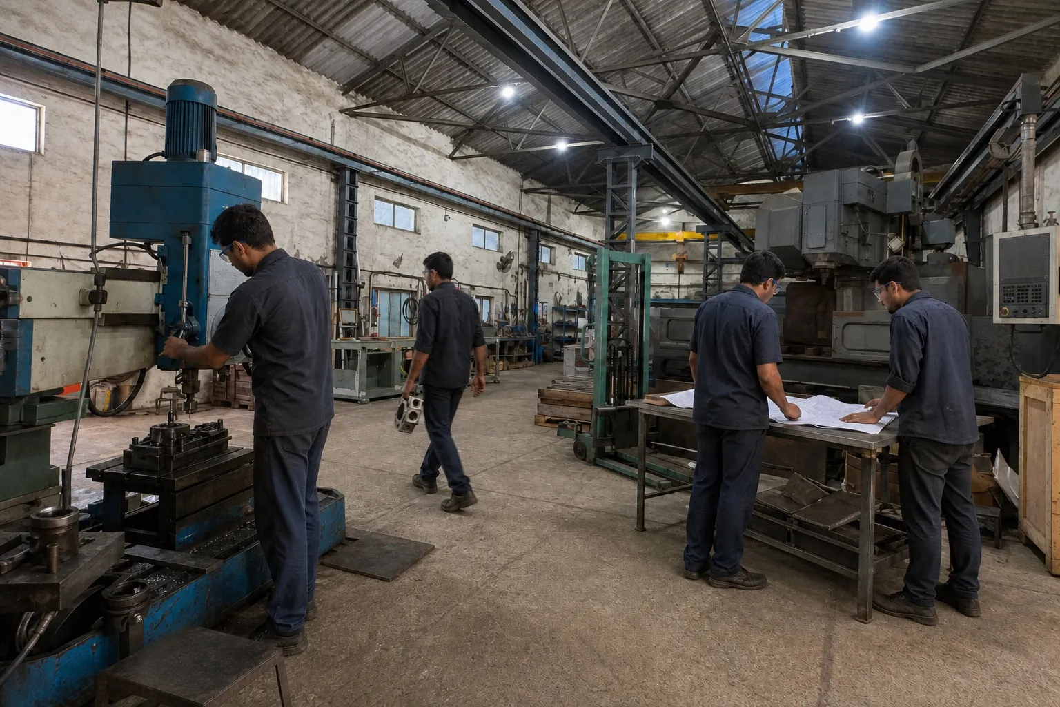 Pratishna engineers in the workshop
